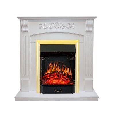Электрический камин Royal Flame Sorrento угл. (белый дуб) с очагом Majestic FX Brass