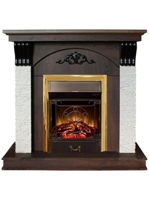 Электрокамин RealFlame Corfino STD NT-F316 с очагом Majestic Lux Brass