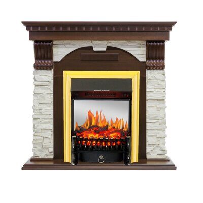 Электрический камин Royal Flame Dublin арочный сланец белый угл. (темный дуб) с очагом Fobos FX M Brass