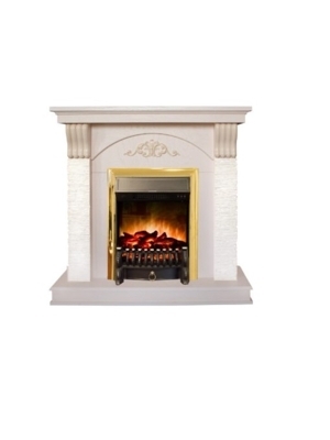 Электрокамин RealFlame Corfino STD WT-F612 с очагом Fobos Lux Brass