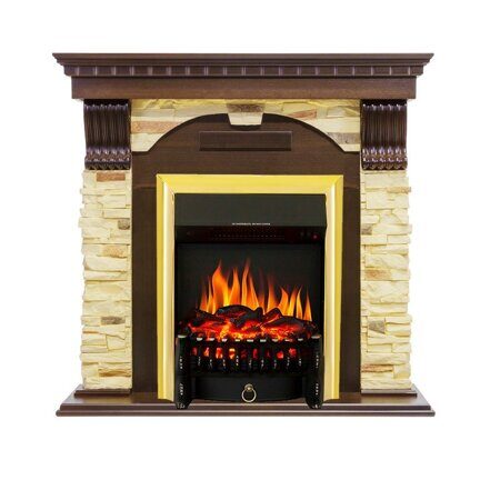 Электрический камин Royal Flame Dublin арочный сланец угл. (темный дуб) с очагом Fobos FX Brass